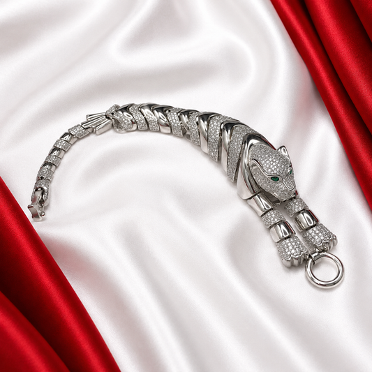 Icedout 925 Sterling Silver Jaguar Bracelet with American Diamonds MBID01