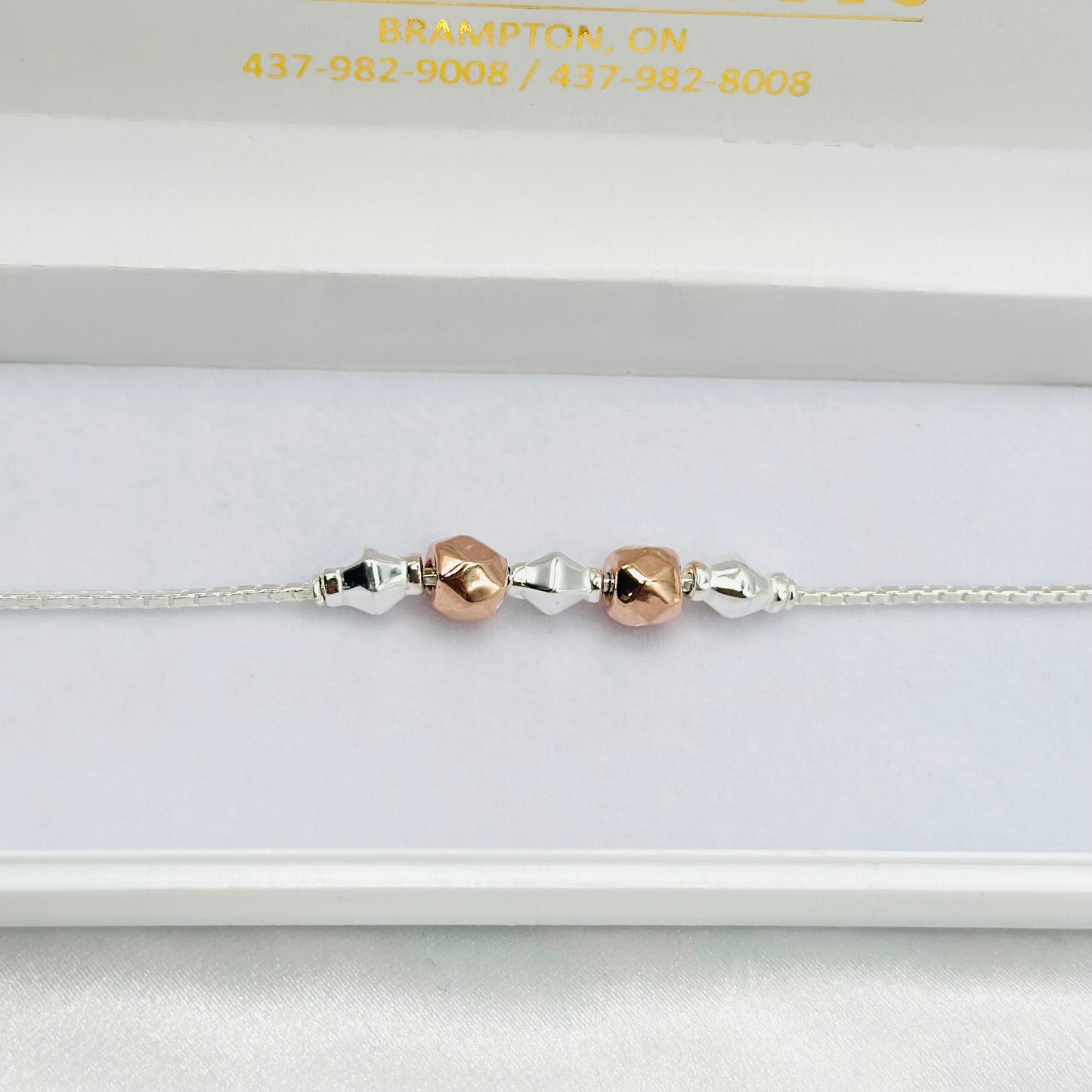 Rosegold Beaded 925 Silver Rakhi MRI05