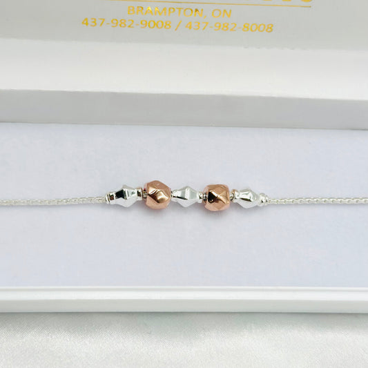 Rosegold Beaded 925 Silver Rakhi MRI05