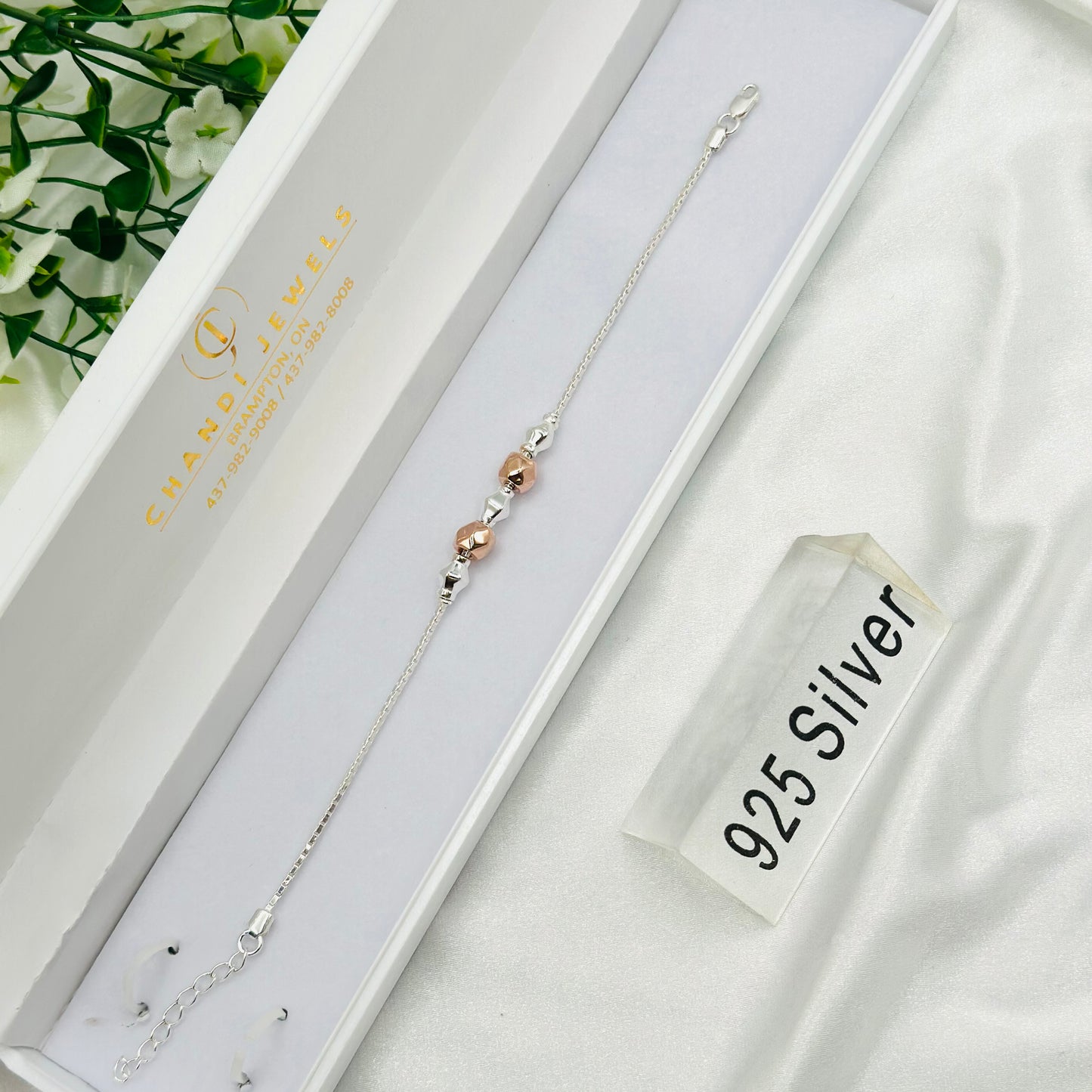 Rosegold Beaded 925 Silver Rakhi MRI05