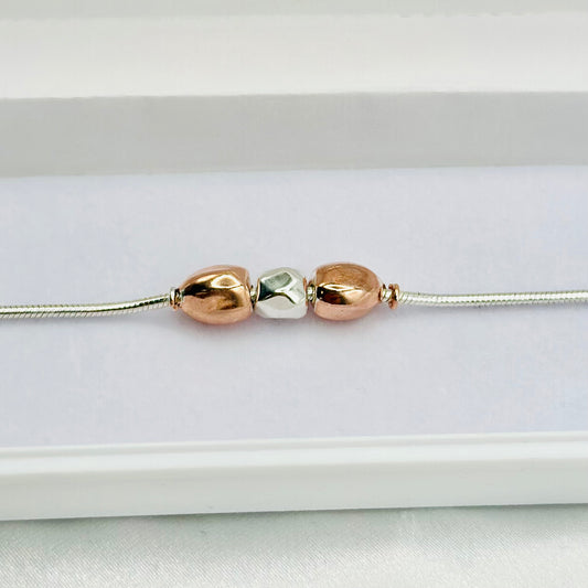 Rosegold Beaded 925 Silver Rakhi MRI14