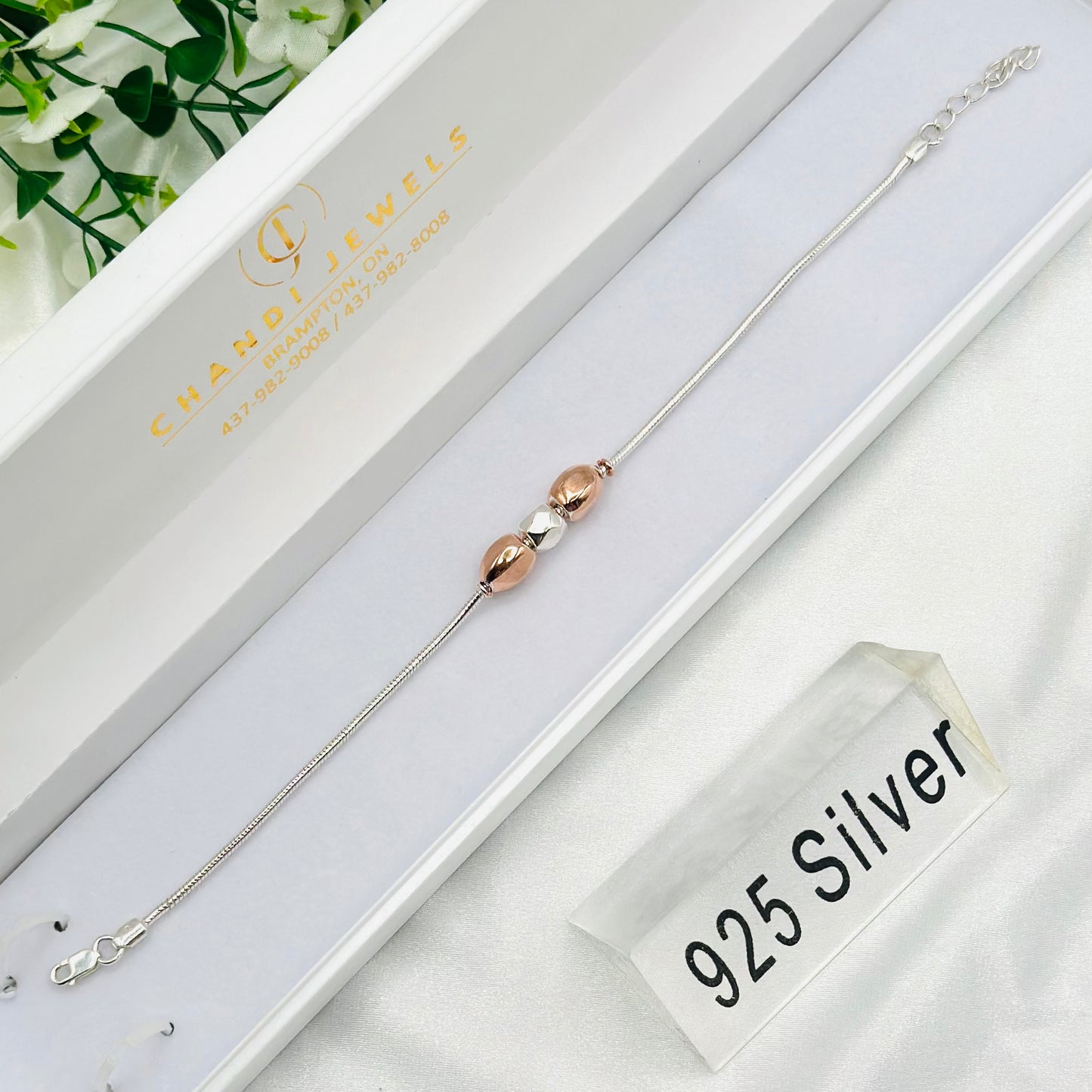Rosegold Beaded 925 Silver Rakhi MRI14
