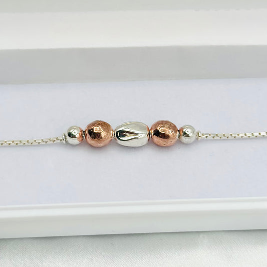 Rosegold Beaded 925 Silver Rakhi MRI10