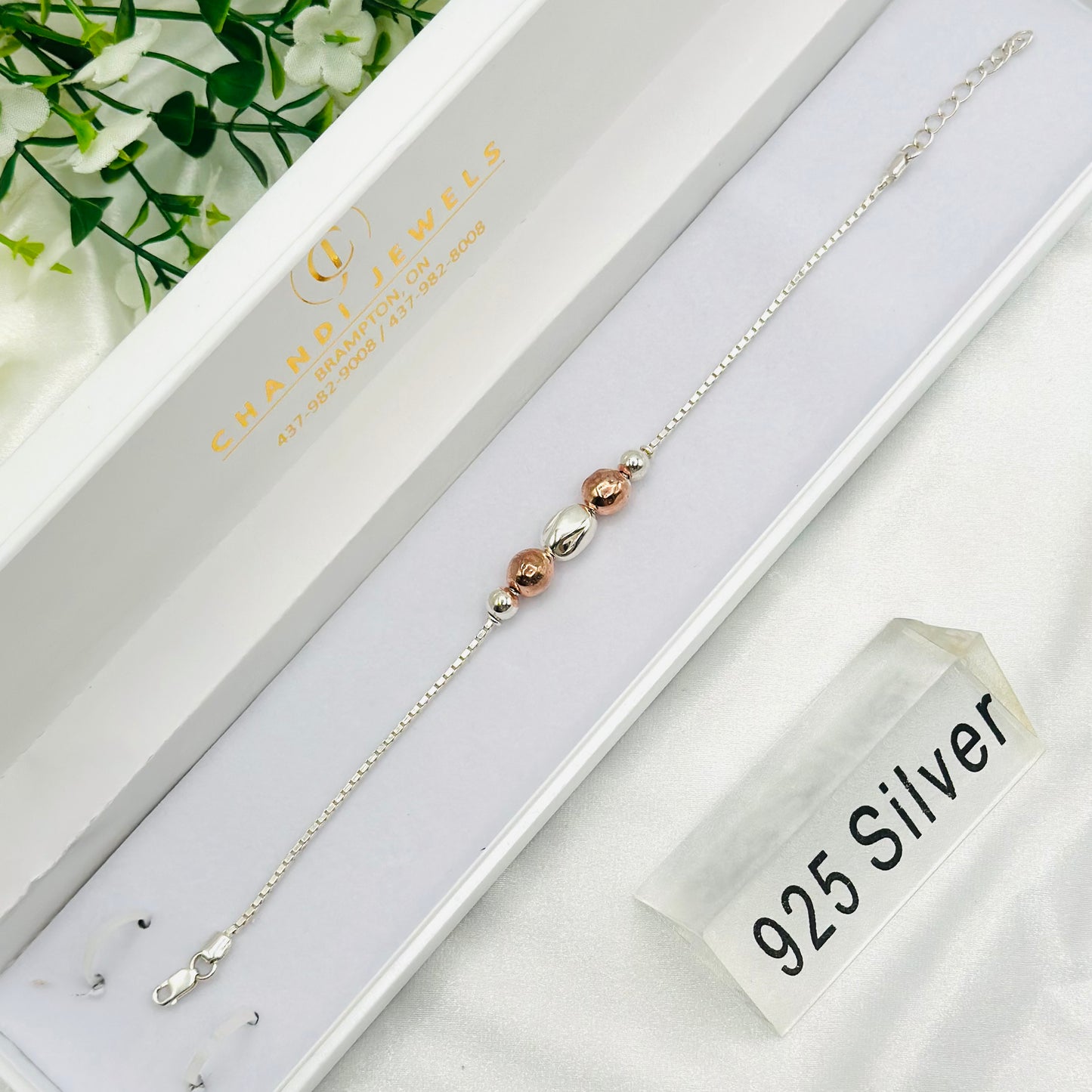 Rosegold Beaded 925 Silver Rakhi MRI10