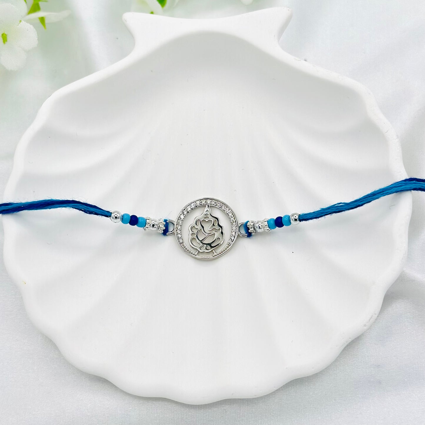 Ganesh Ji Silver Rakhi Thread SRT01