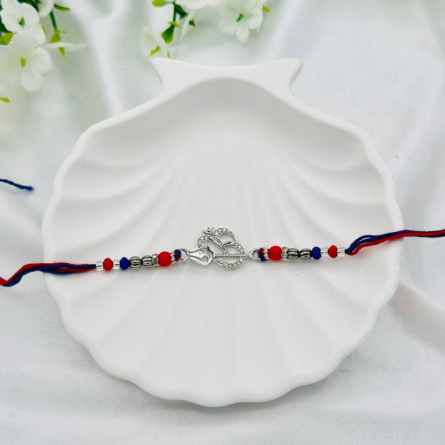 OM Trishul Silver Rakhi Thread SRT03