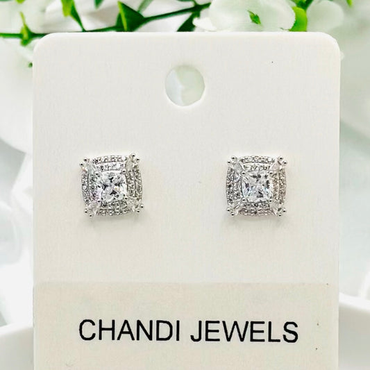 Square Studded 925 Sterling Silver Earrings ERW02