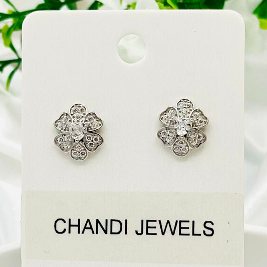 Flower Studded 925 Sterling Silver Earrings ERW03