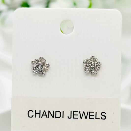 Cluster Flower Studded 925 Sterling Silver Earrings ERW04