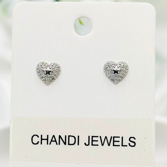 Shiny Heart 925 Sterling Silver Earrings ERW08