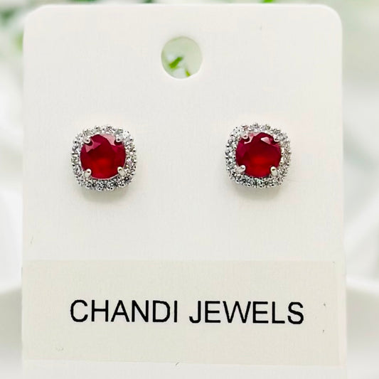 Red Ruby 925 Sterling Silver Earrings ERW11