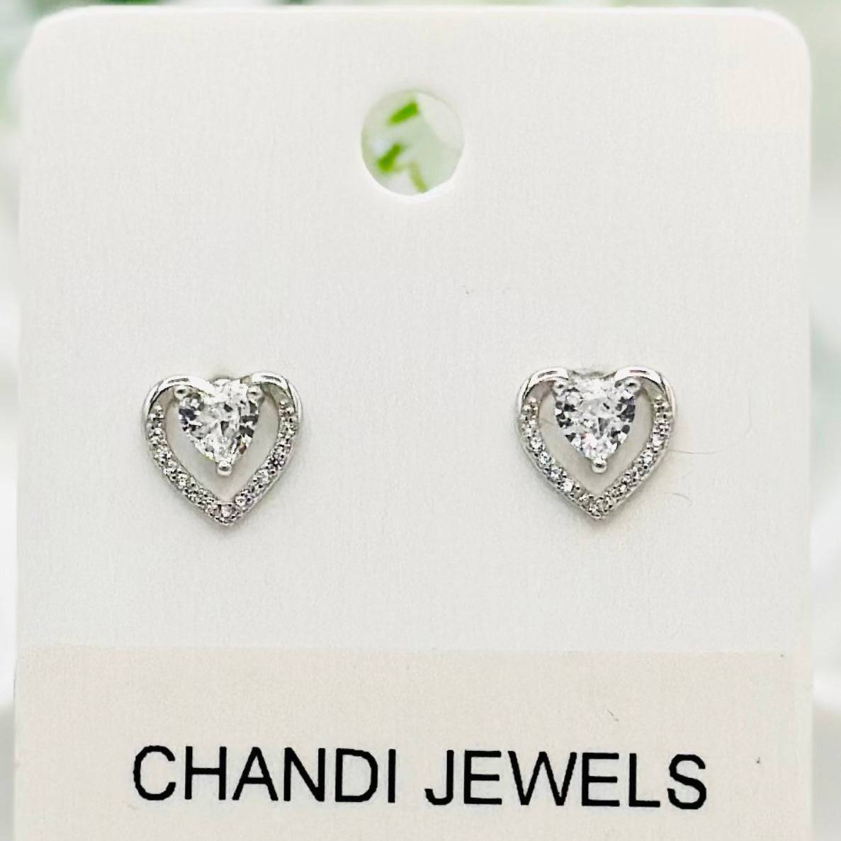 Heart Diamond Stud 925 Sterling Silver Earrings ERW26