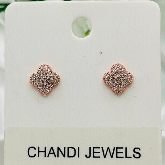 Rosegold Clover Stud 925 Sterling Silver Earrings ERW32