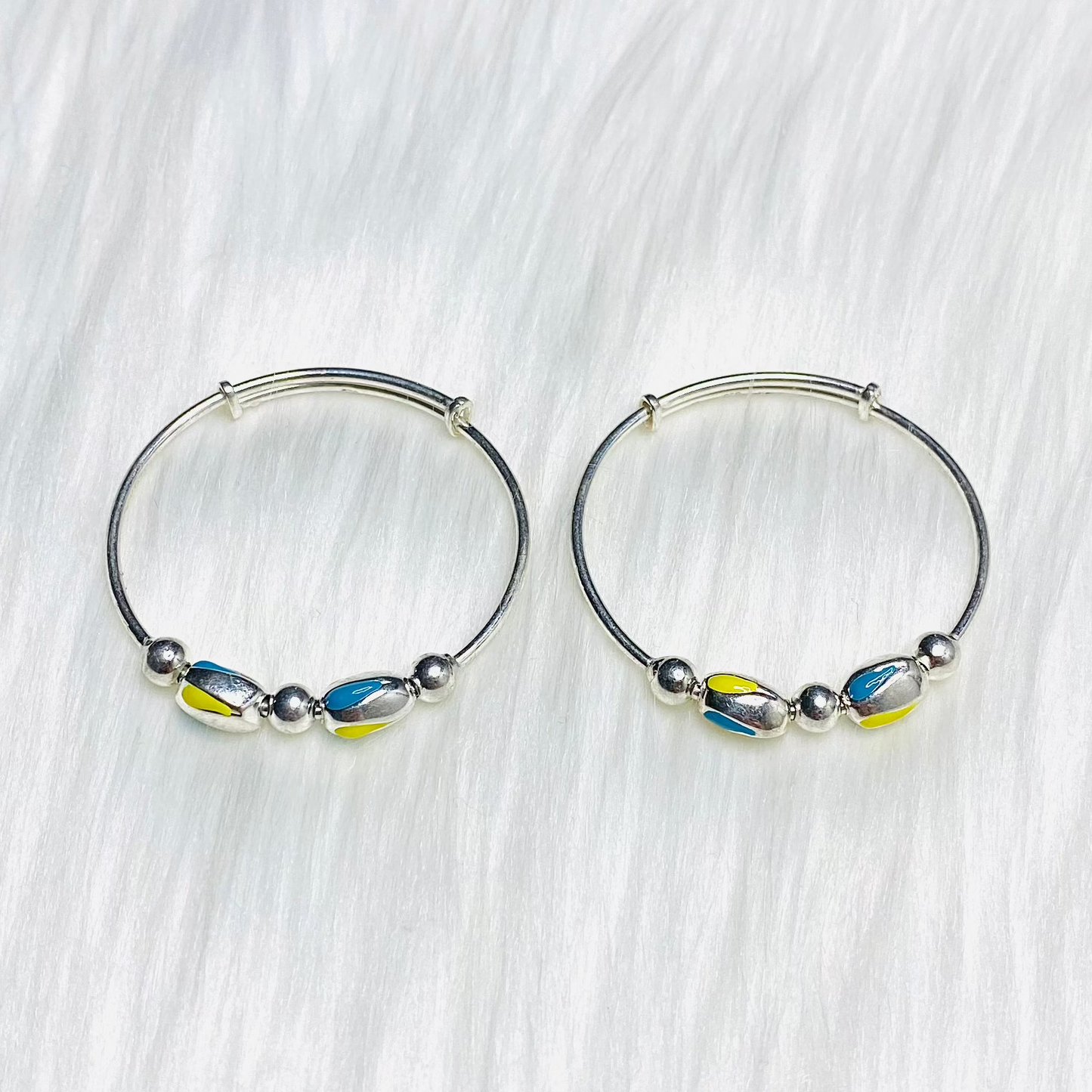 Baby Pure Silver Beaded Adjustable Bracelet BKS04