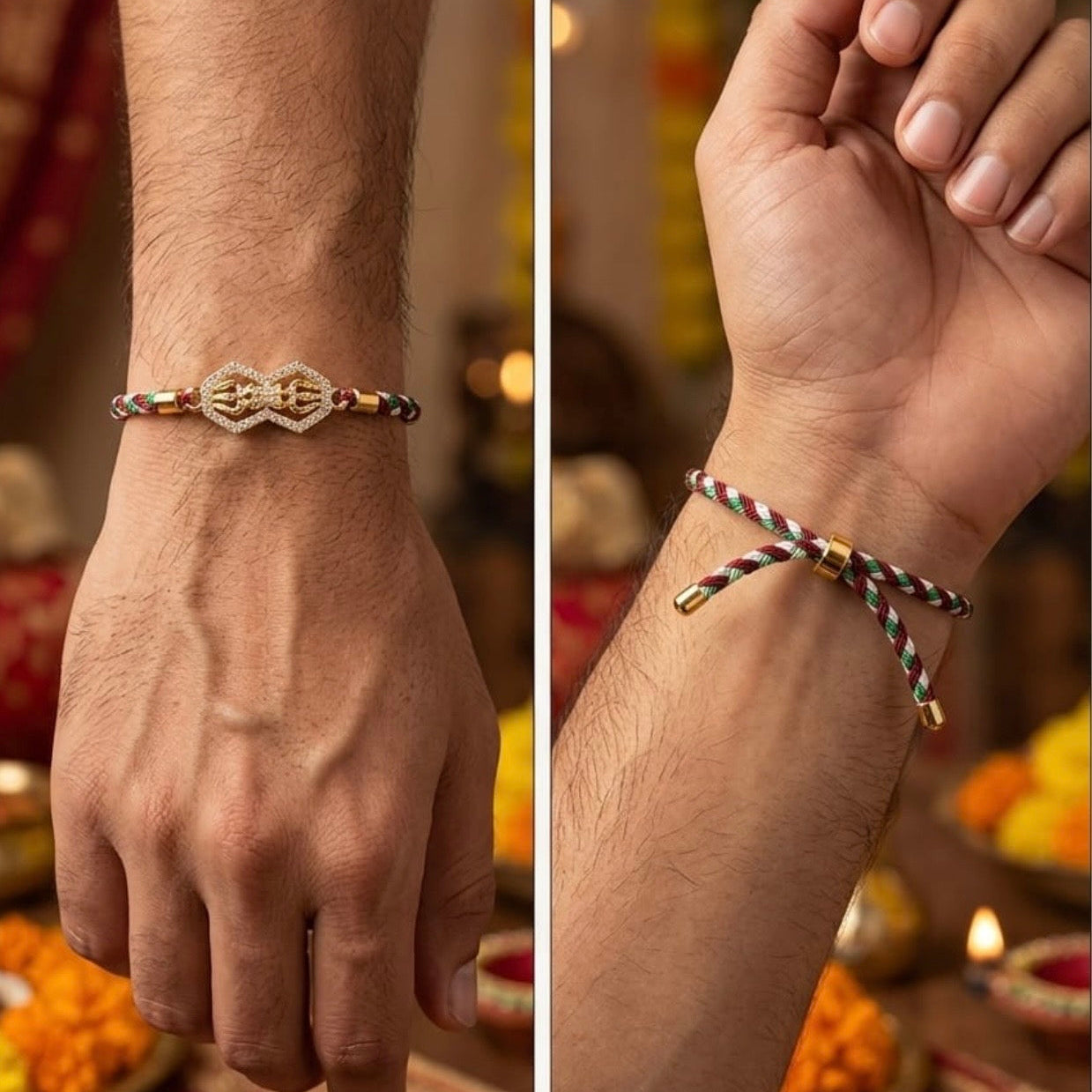 Permanent Shivji Damroo Silver 925 Rakhi thread with 22ct Gold plating SRT19