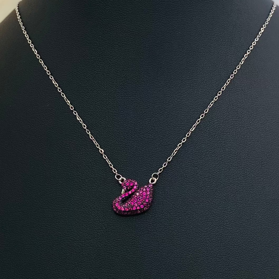 Pink Swarovski Silver Necklace WNI012
