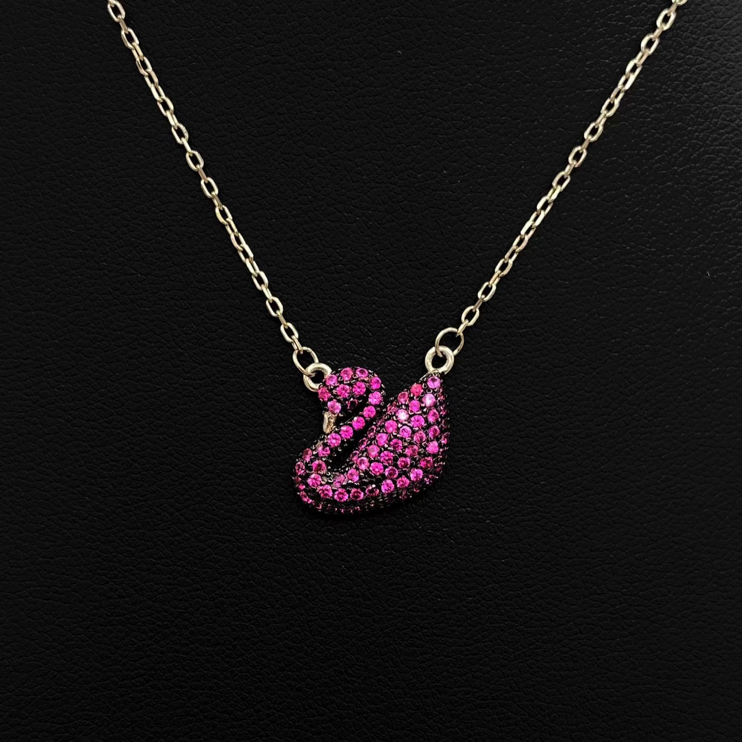Pink Swarovski Silver Necklace WNI12