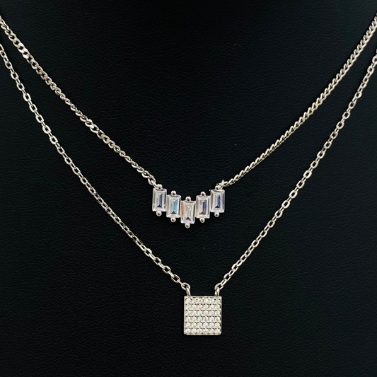 Double Stack Silver Necklace WNI34