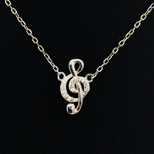 Musical Note Silver Necklace WNI23