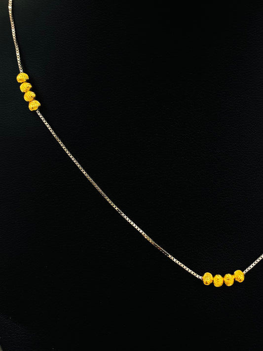 Women Silver Chain with Golden Beads WCG02