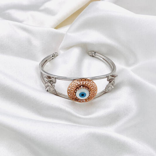 Evileye Butterfly Womens Silver Rosegold Bangle Bracelet LKB11