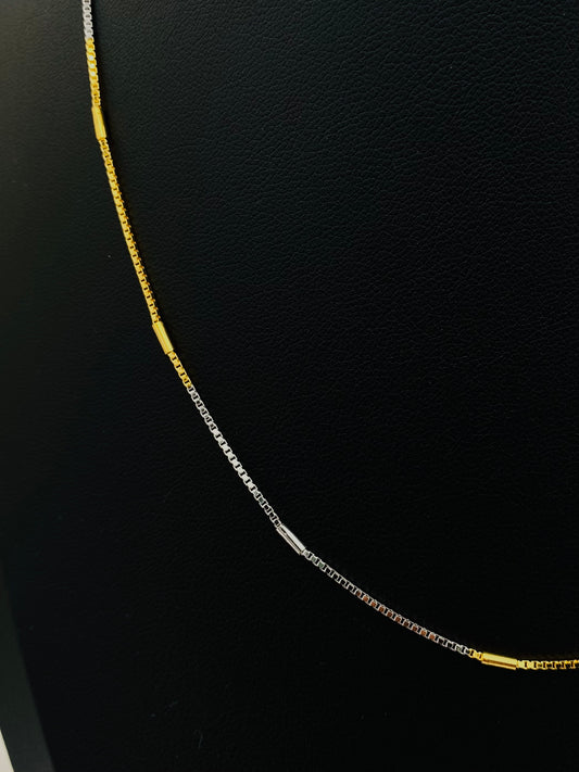 Womens Cylinder Silver Chain with Gold Polish WCG05