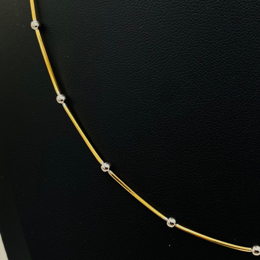 Womens Beaded Silver Chain with Gold Polish and Silver Beads WCG06