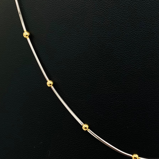 Women Beaded Silver Chain with Gold Beads WCS11
