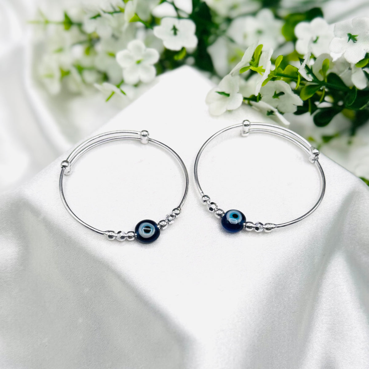 Kids evil eye adjustable bracelet in 925 Sterling Silver BKS18