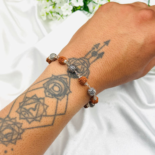 Herren Rudraksha Silberarmband MBP47