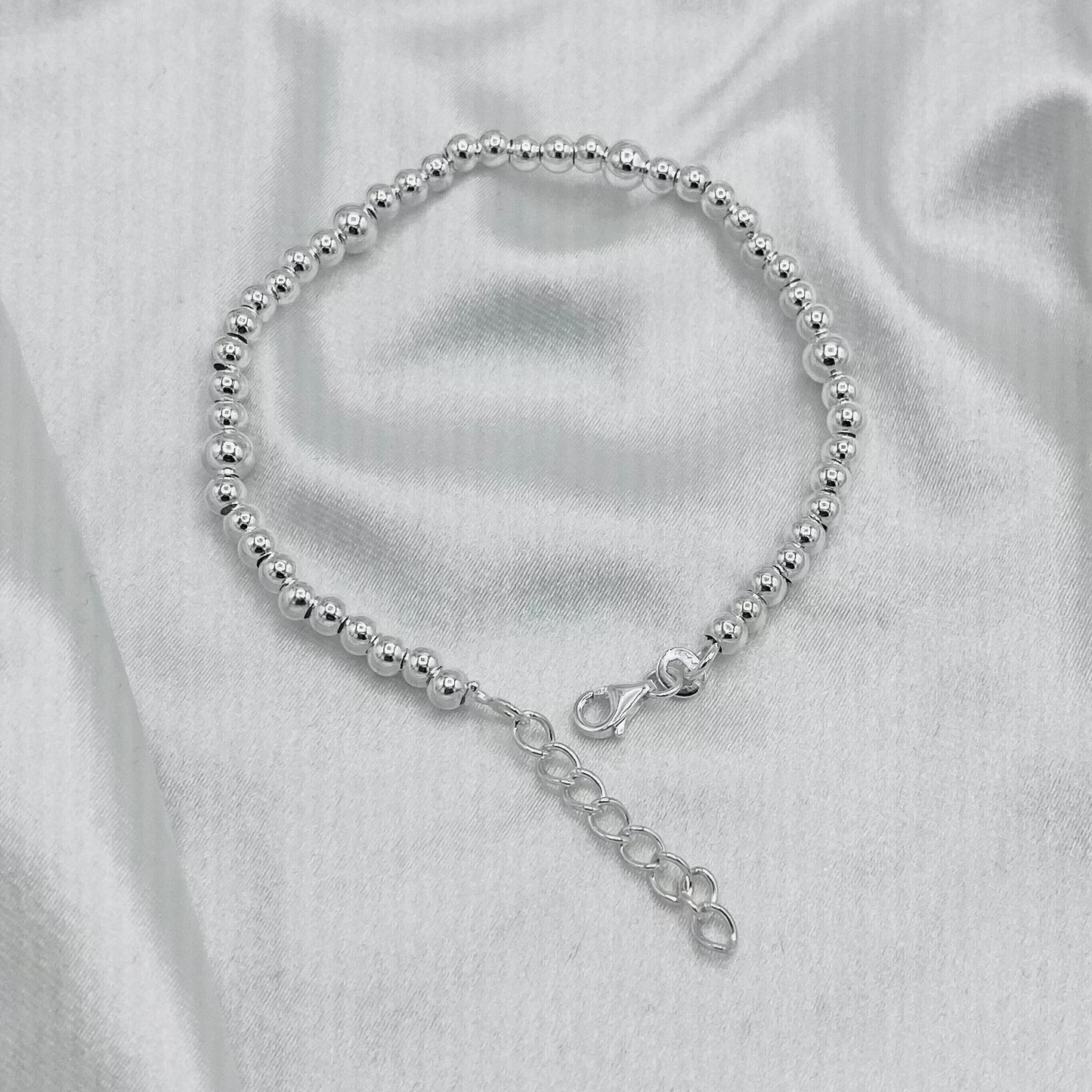 Unisex Beaded 925 Silver Bracelet MBP18