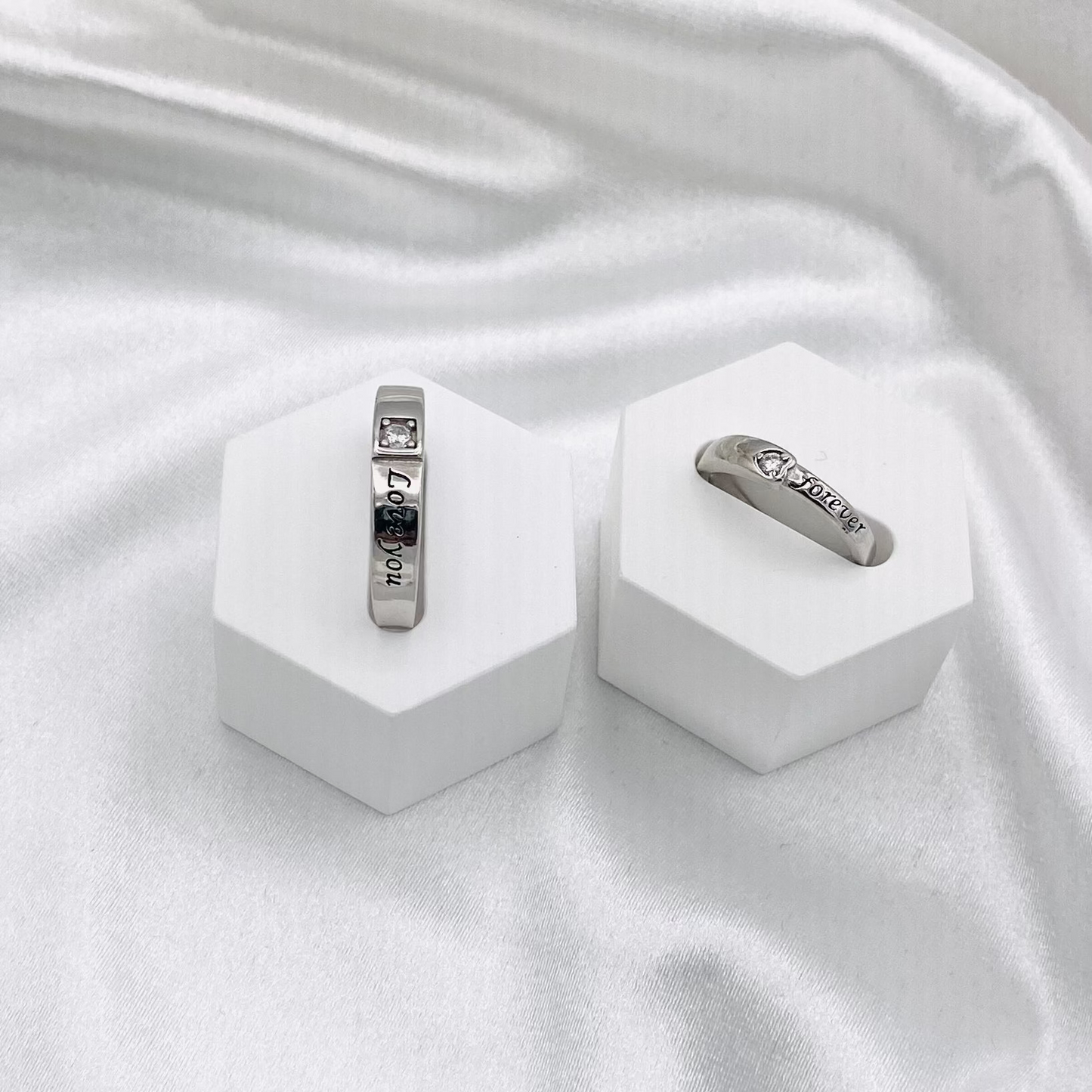 Couple Love you forever Silver Bands URS12