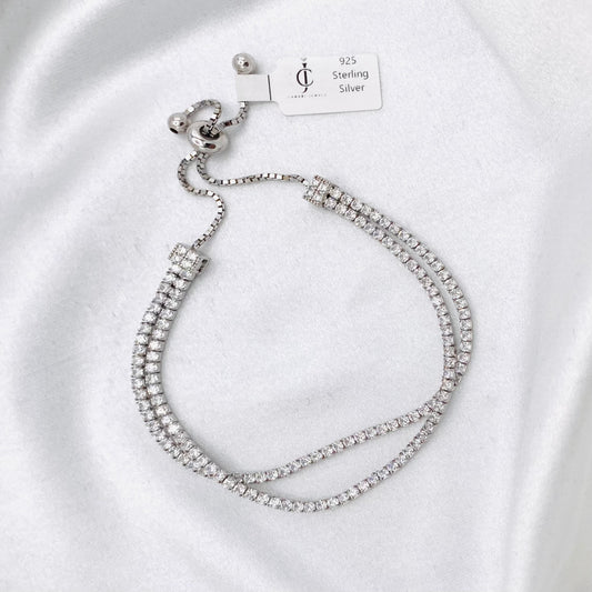 Women Double Layered Adjustable Tennis Bracelet With 925 Silver In Canada WBT04