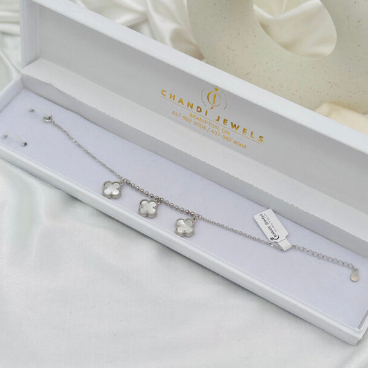 Vancleef Triple White Clover bracelet 925 Sterling Silver WBV10