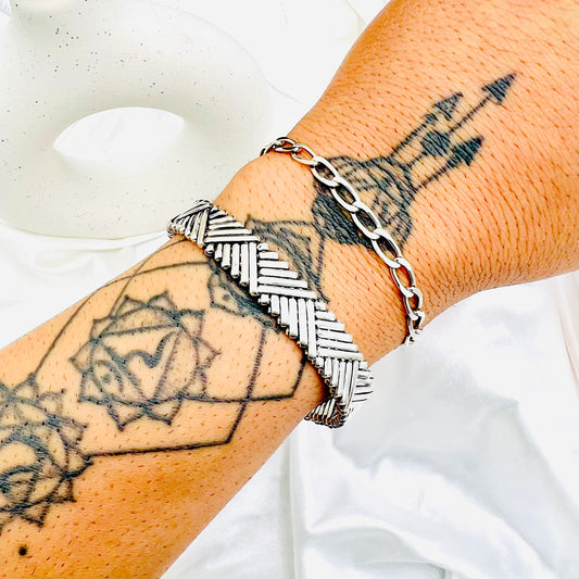 Men's Chino Link Oxidized 925 Silver Bracelet MBO07