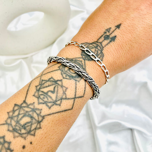 Men's Byzantine Link Oxidized 925 Silver Bracelet MBO06