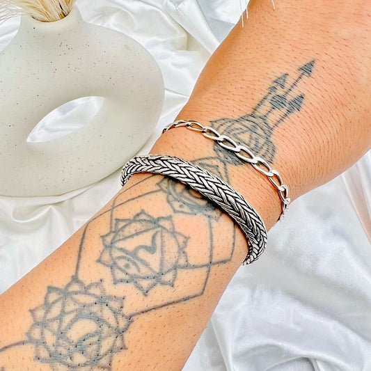 Men's John Hardy Rounded Oxidized 925 Silver Bracelet MBO10