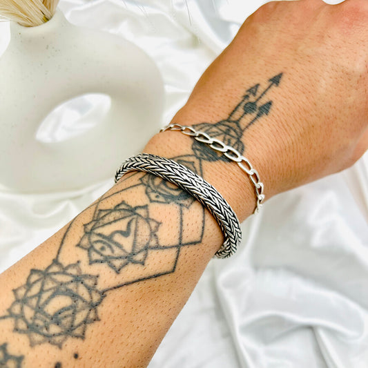 Men's John Hardy Flat Oxidized 925 Silver Bracelet MBO11