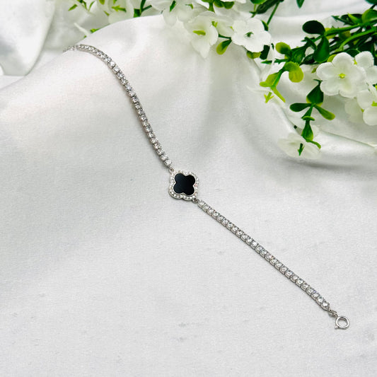 Vancleef Black Clover mit Tennis-Chain Silberarmband WBV25