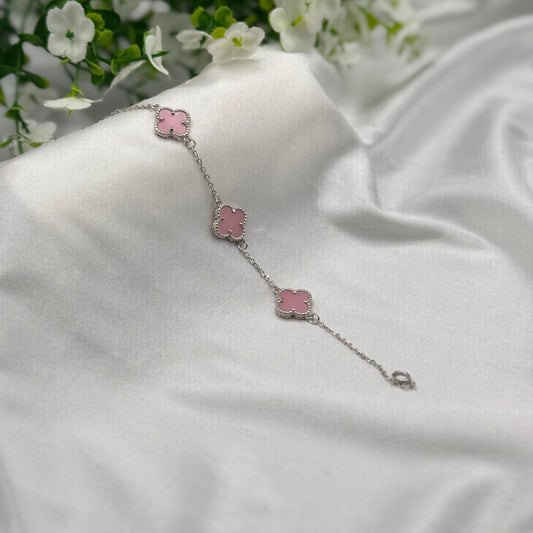 Vancleef Pink 3-Kleeblatt-Armband Silber WBV31