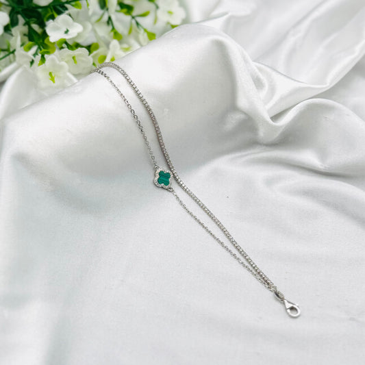 Vancleef Green Single clover bracelet with Tennis WBV33