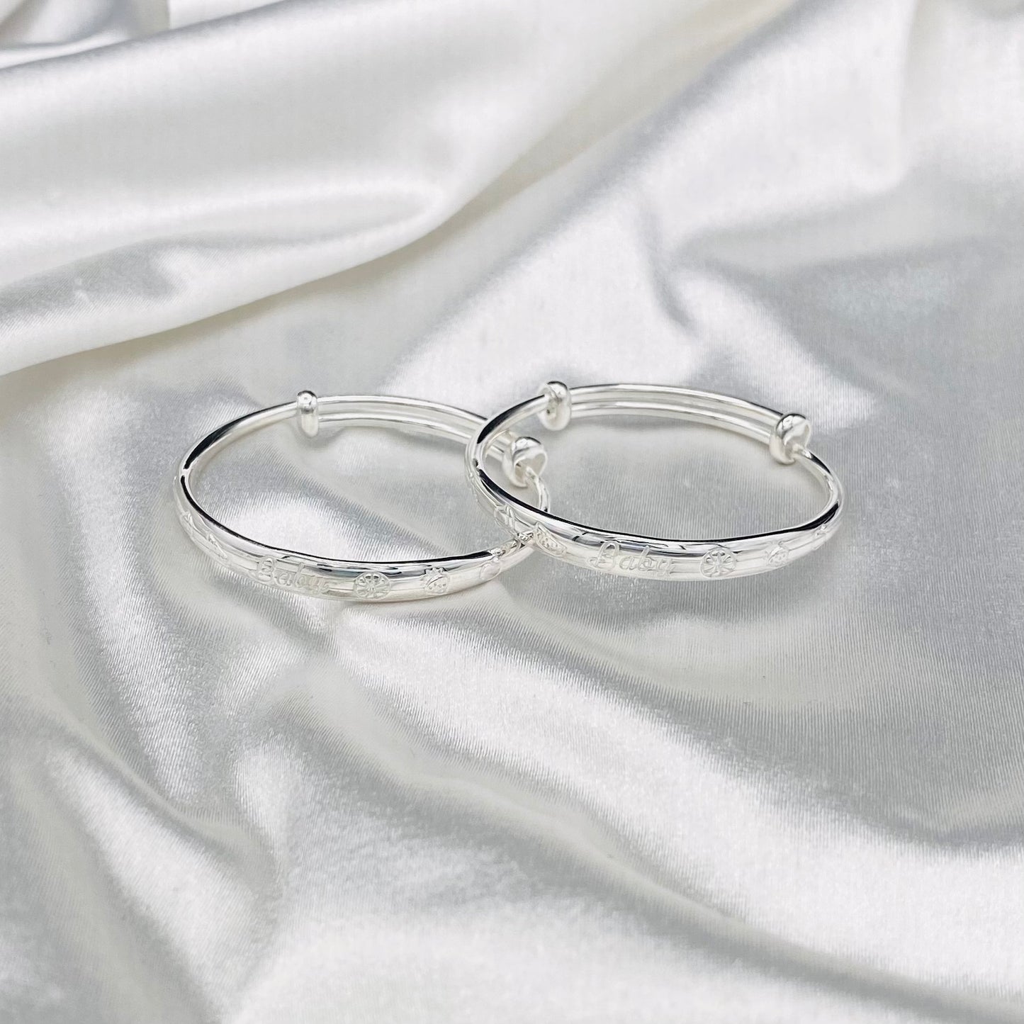 Baby Pure Silver Adjustable fruits Engraved Bracelet/Kada BKP09