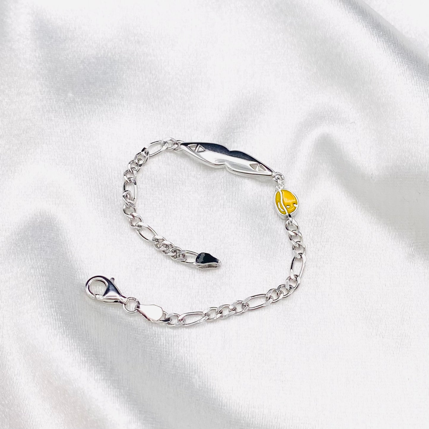 Baby 925 Silver Chain Bracelet with Yellow Connector BBS06