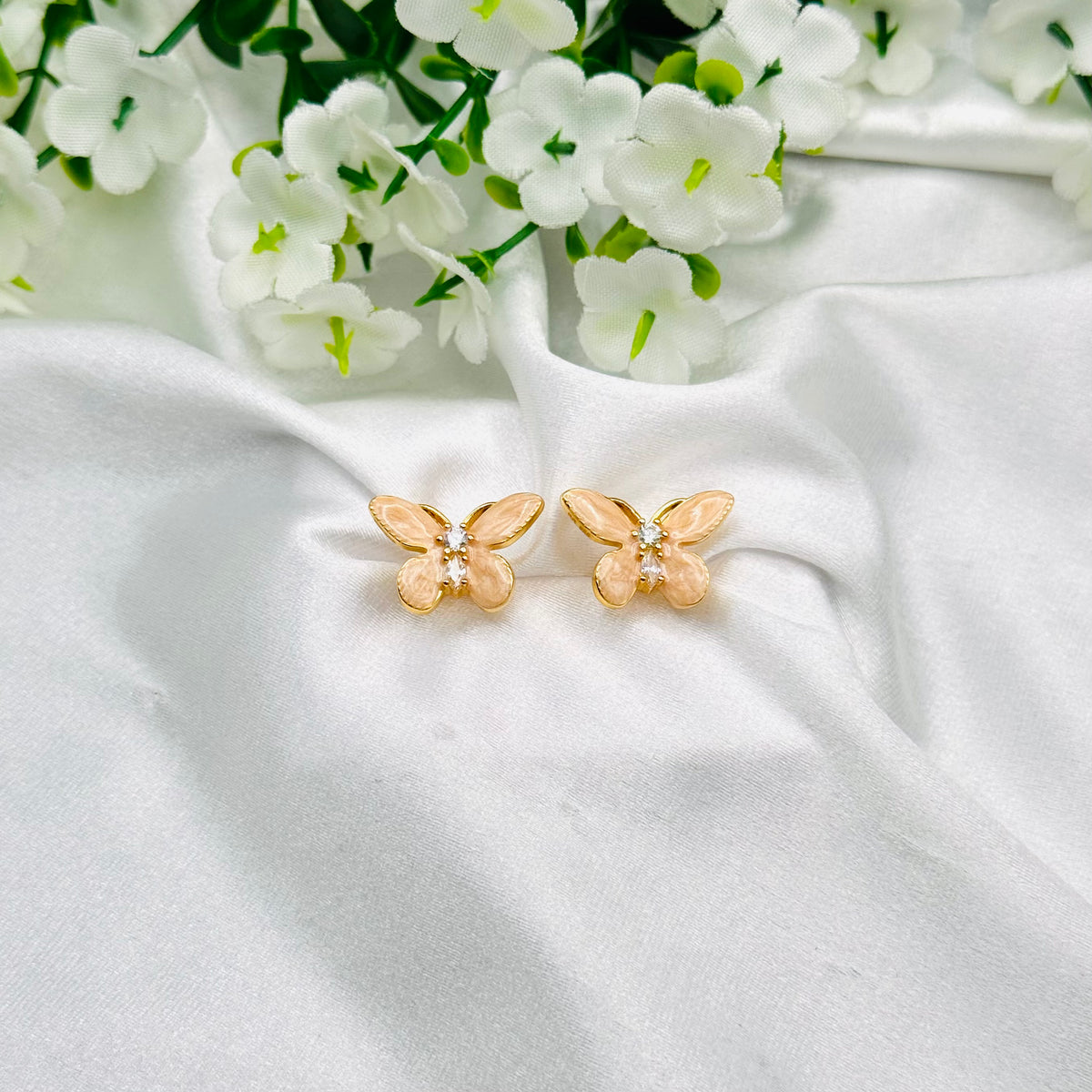 Women Butterfly Enamel Earrings with 22k Gold Plating WGE07