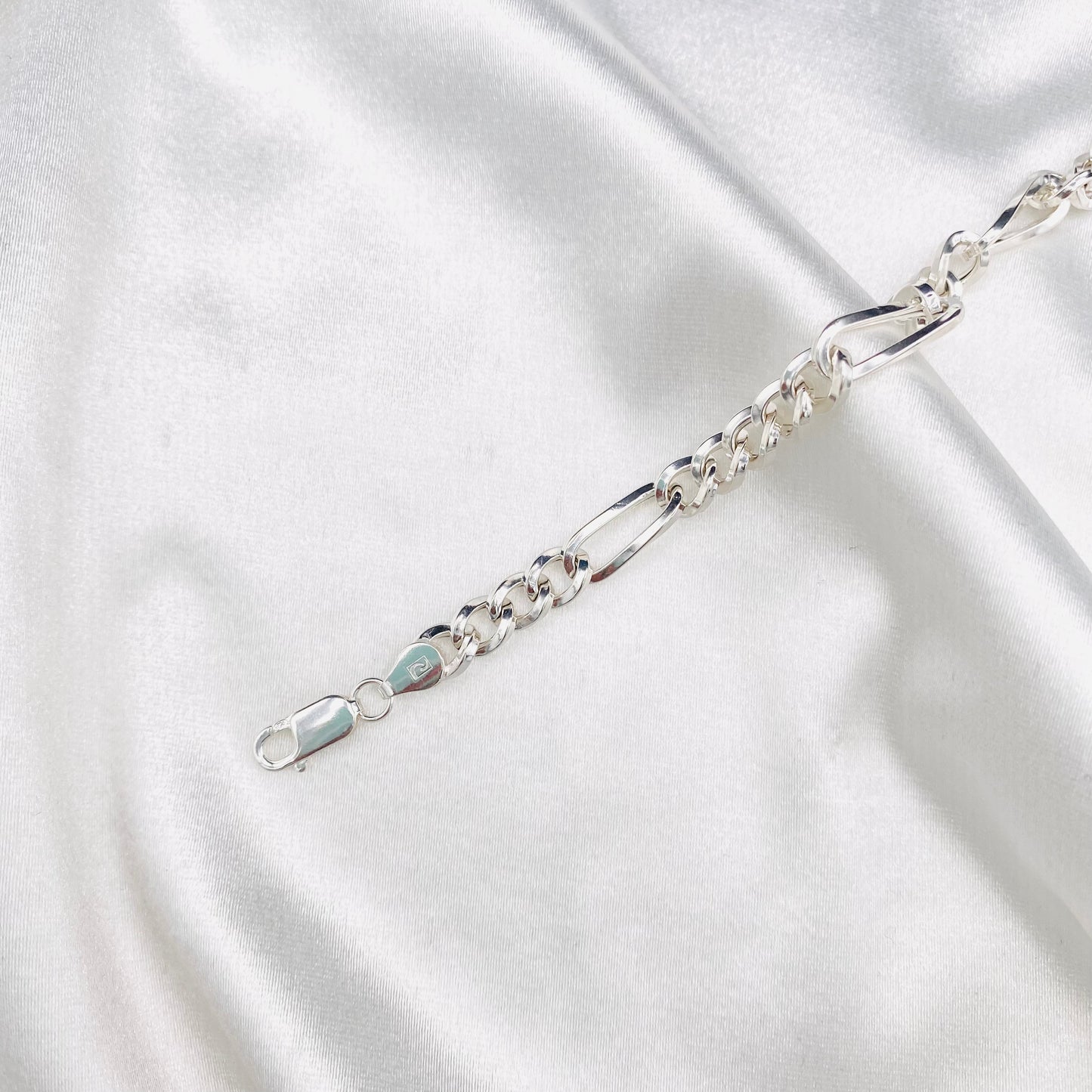 Baby Pure Silver Figaro Chain Bracelet for Boys BBS12