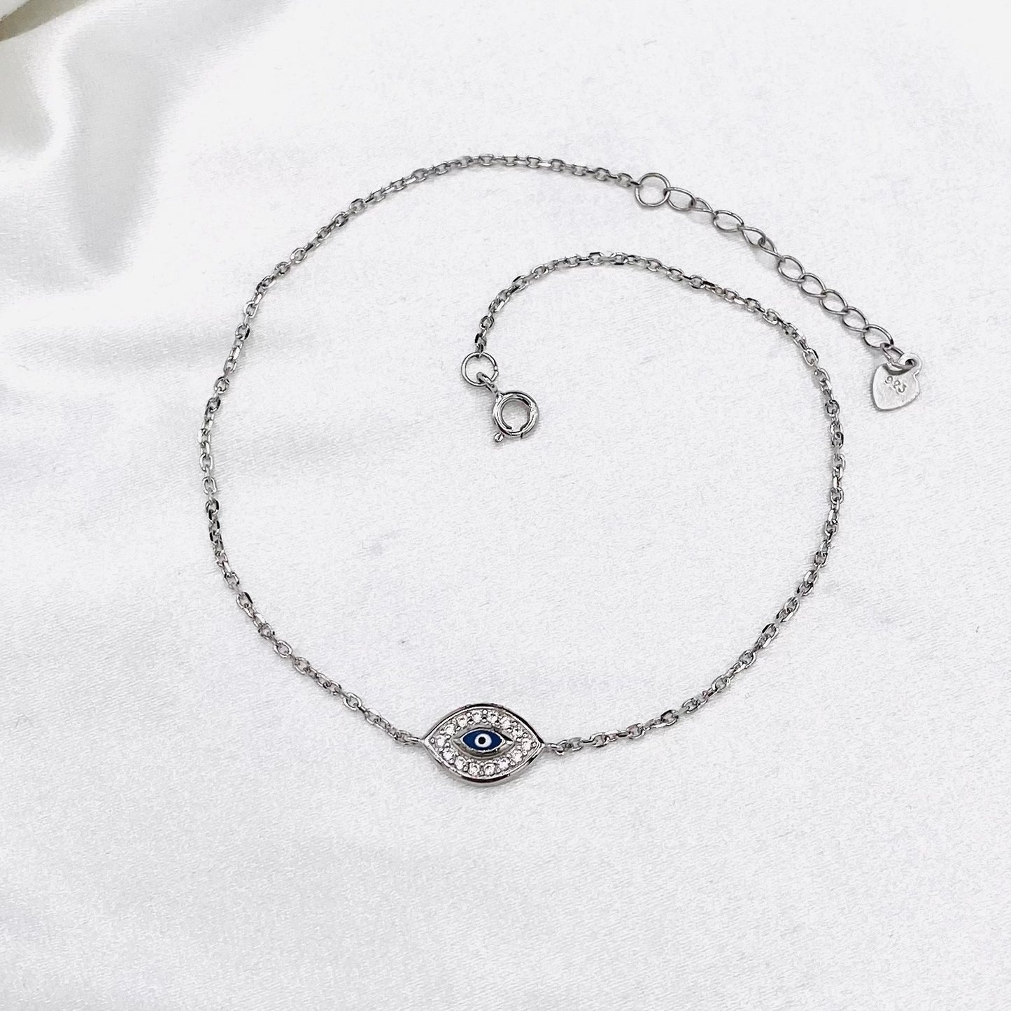 Women Evileye 925 Sterling Silver Anklet WAI04 (SINGLE)