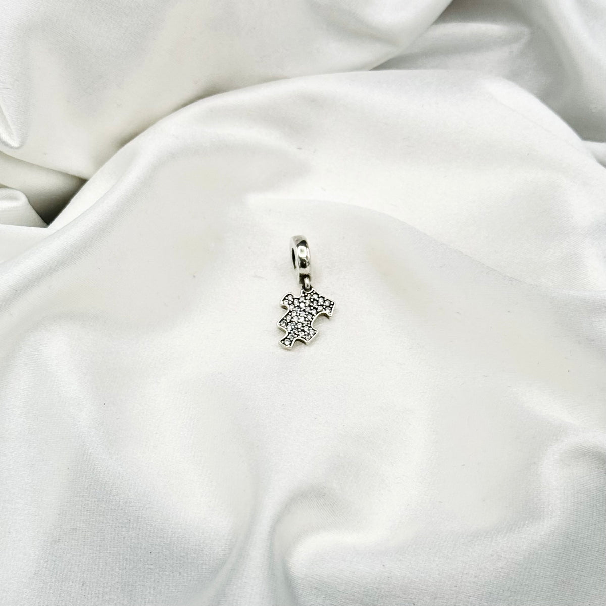 Pandora Sparkling Puzzle Piece Dangle Charm in Sterling Silver PDC210