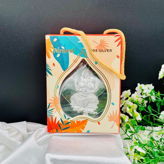 Ganesh Ji Leaf Frame in 999 Silver PSF09
