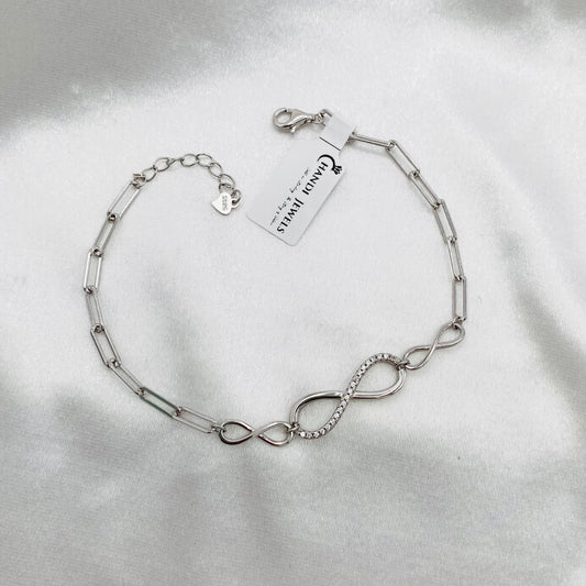 Women Diamond Studed Infinity 925 Sterling Silver Bracelet