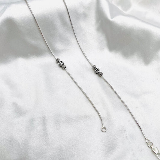 Women Tribal Beads Oxidized 925 Silver Anklet WAO05 (SINGLE)